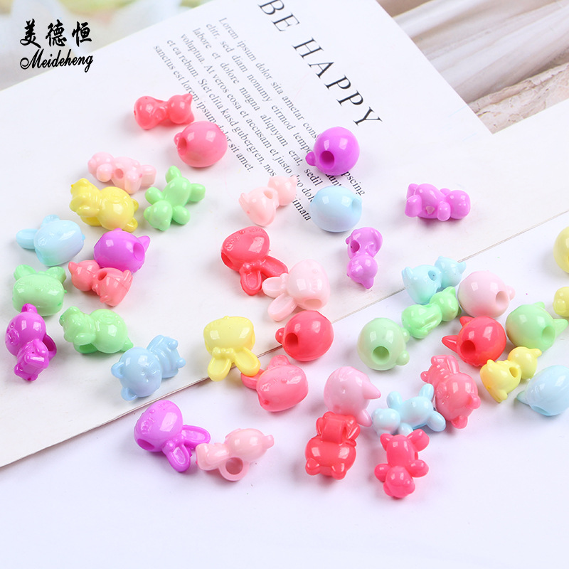 Spring-colored handmade beaded cartoon animal style straight-hole irregular-shaped beads diy children's educational toy beads accessories