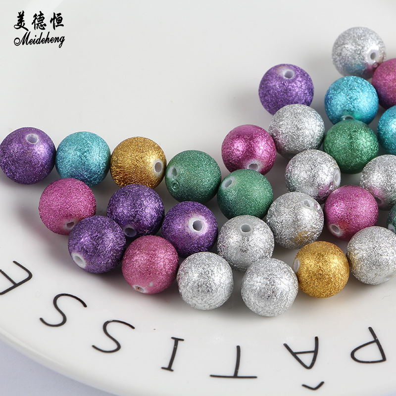 Straight-hole acrylic loose beads 12mm crepe beads diy handcrafted beaded jewelry material, wholesale of bracelet earrings accessories details Picture