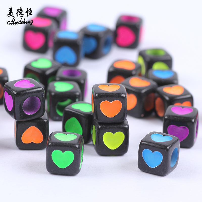 Acrylic fluorescent heart-shaped beads are selling well on Instagram. Wholesale of slime fillers and colorful heart-shaped letter blocks details Picture