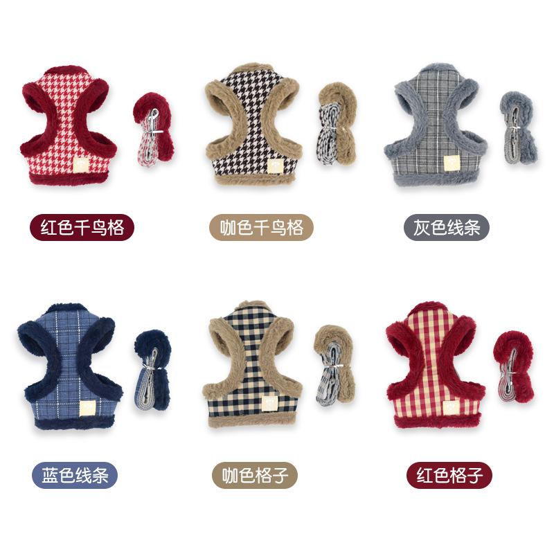 Winter new pet chest strap retractable teddy dog leash warm pet leash wholesale details Picture