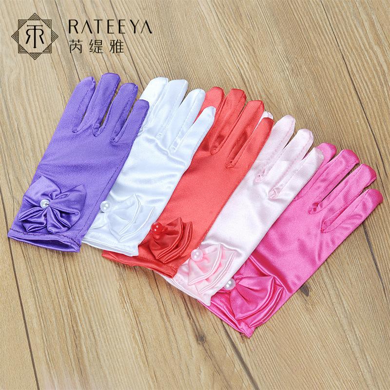 西式新款手套婚礼长礼服蝴蝶结公主手套宴会礼服节日表演手套批发