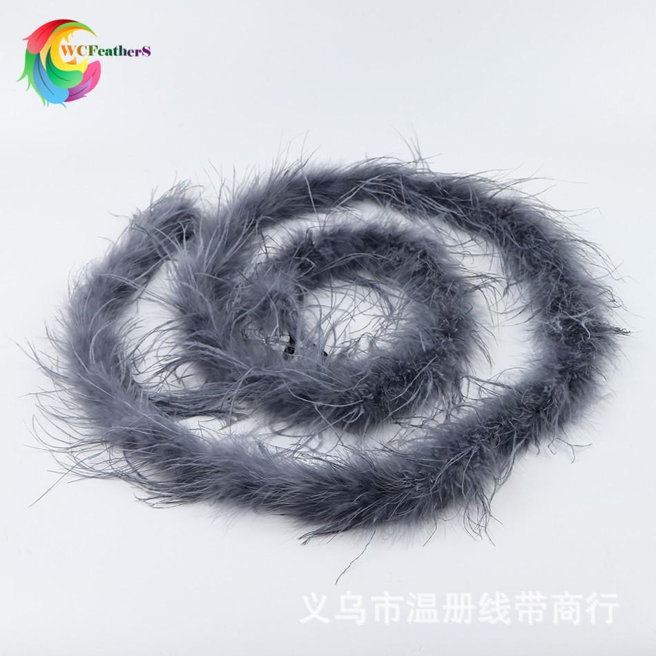 温册羽毛厂家现货热销彩色鸵鸟毛围巾毛条鸵鸟毛毛条服装辅料2米详情图6
