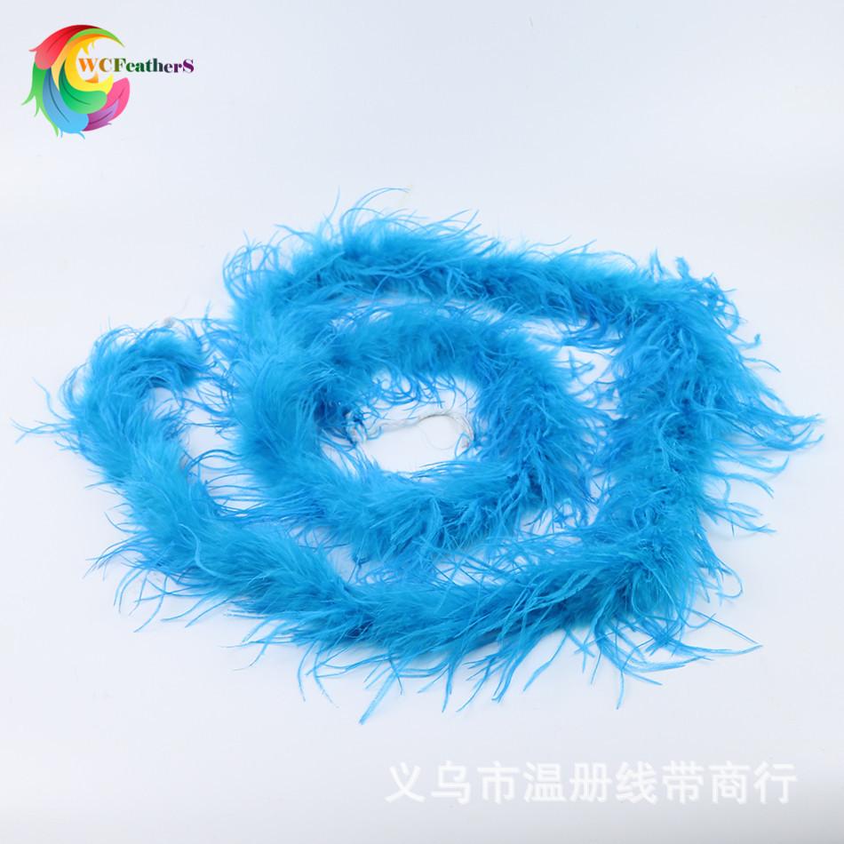 温册羽毛厂家现货热销彩色鸵鸟毛围巾毛条鸵鸟毛毛条服装辅料2米详情图12