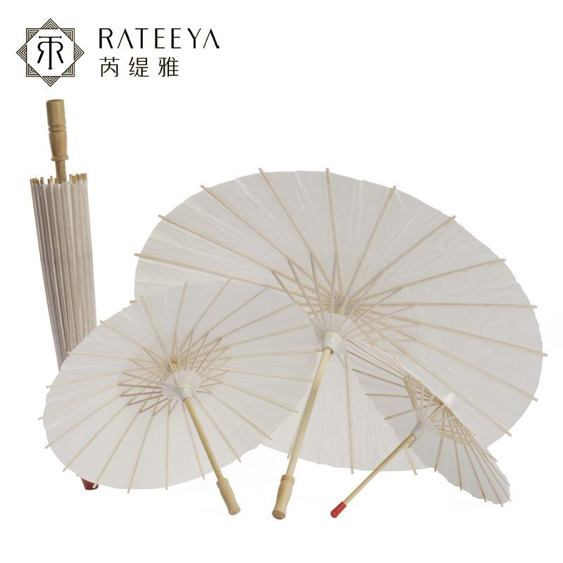 Customized DIY bamboo edge craft paper umbrella, hand-painted blank paper umbrella, Chinese ancient-style umbrella, ceiling decorative umbrella details Picture