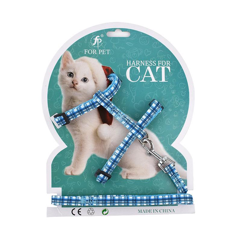 Feng Pei pet supplies set fashion cartoon printed cat chest strap I-word cat leash walking cat leash undefined