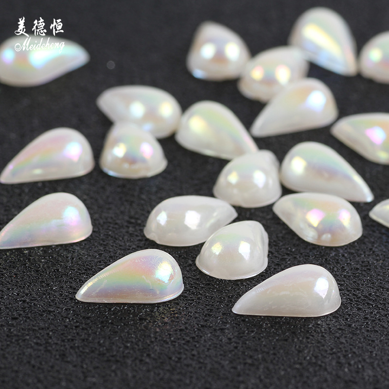 平底半面双孔/无孔水滴珠圆珠ABS半圆仿珍珠环保diy饰品配件批发细节图