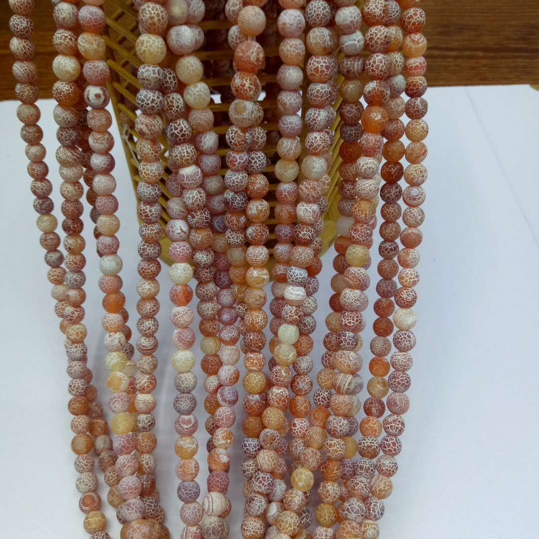 Wholesale of semi-finished products of Buddhist seven-treasure natural weathered agate beads, red frosted agate beads, DIY bracelets with beads Application Scenario