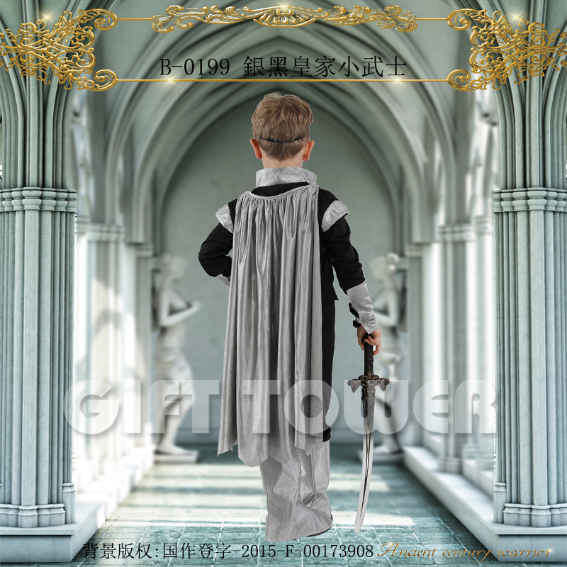 Carnival Costume stage Performance Costume B-0199 Silver and black Royal Xiaowu role-playing costume cosplay boy Item Picture