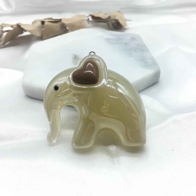 亚克力羊眼挂件高端果冻光泽漆亮油实色仿陶瓷可爱大象钥匙圈配件详情图11