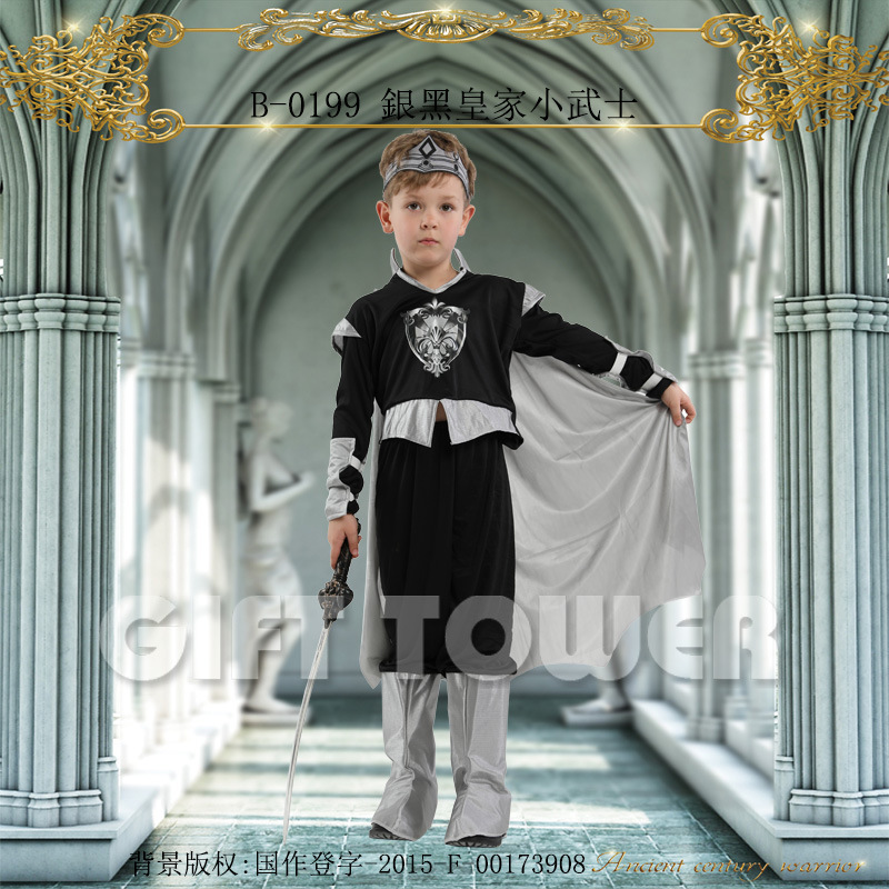 Carnival Costume stage Performance Costume B-0199 Silver and black Royal Xiaowu role-playing costume cosplay boy Specification image