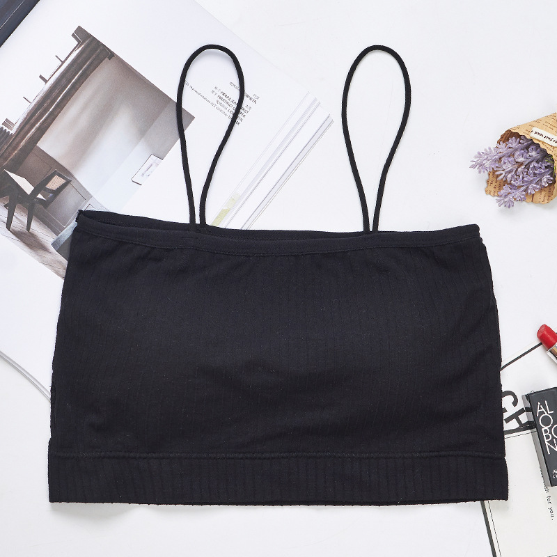 New sexy one-line ribbed bra with anti-glare thin shoulder straps, seamless strapless beauty backstrap and chest cushion underwear for teenage girls undefined