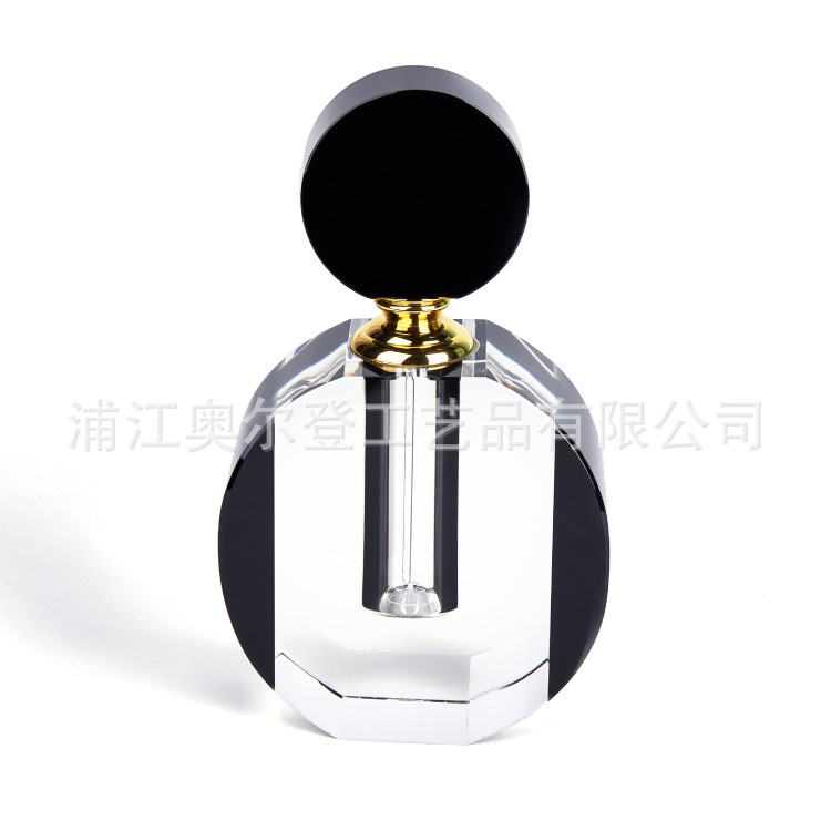 浦江水晶K9黑色圆形20ml阿拉伯中东香薰精油瓶批发男士香水瓶定制