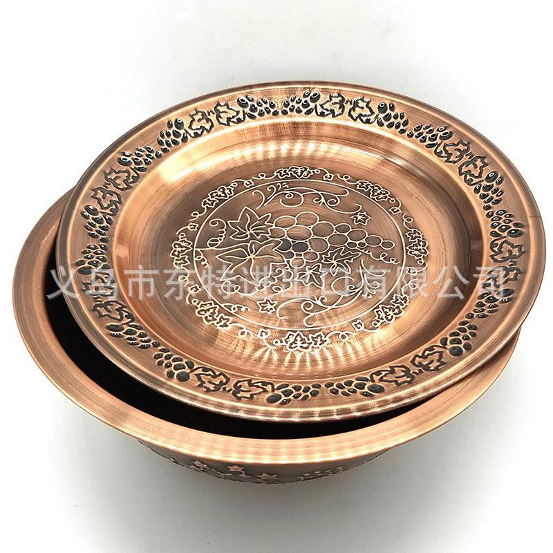 厂家直销不锈钢压花盆葡萄盖盆古铜色创意盖盆出口多用盆