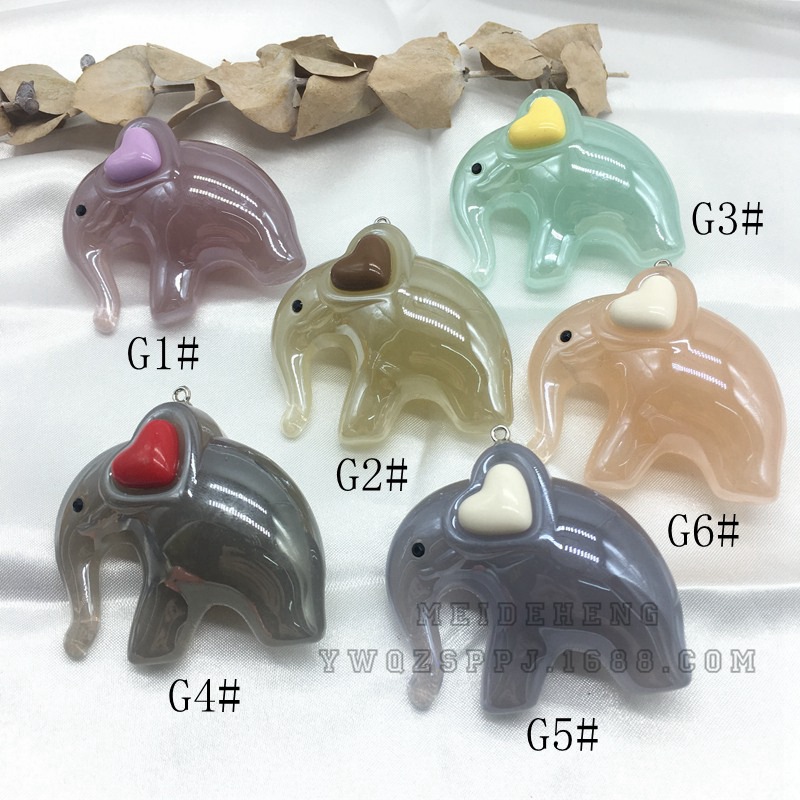亚克力羊眼挂件高端果冻光泽漆亮油实色仿陶瓷可爱大象钥匙圈配件细节图