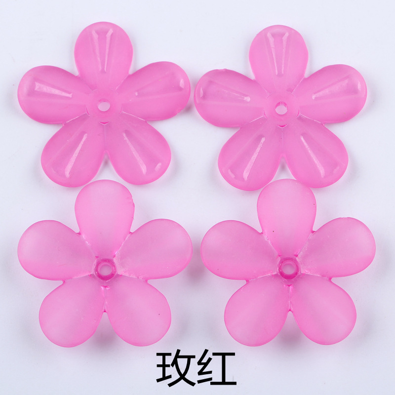 Factory direct sales of 30mm frosted transparent acrylic five-petal flower beads diy ancient-style hair accessory materials wholesale undefined
