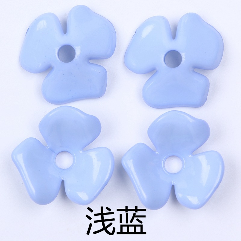 Handmade flower 22mm spring color series glossy surface three-leaf flower acrylic headwear and earrings accessory material wholesale undefined