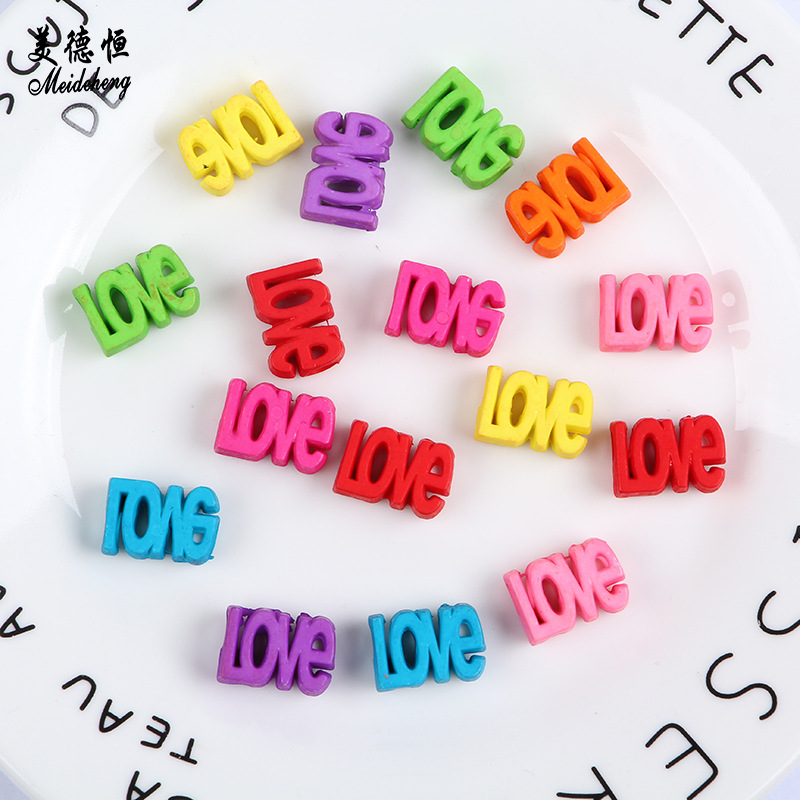 diy jewelry accessories: LOVE English letter beads, acrylic matte straight hole plastic beads, necklace loose bead accessories