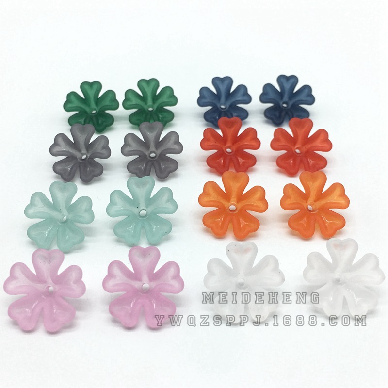 Ancient-style palace flower hairpins, lotus leaf flower acrylic frosted heart-shaped flower trays, bride's headwear, five-leaf flower hair accessories Item Picture