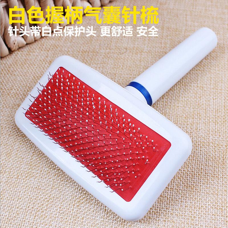 Pet Products Pet Products 2021 Fengpei White needle comb with air bag Pet cat dog comb dog hair brush Pet grooming needle comb fur brush Application Scenario