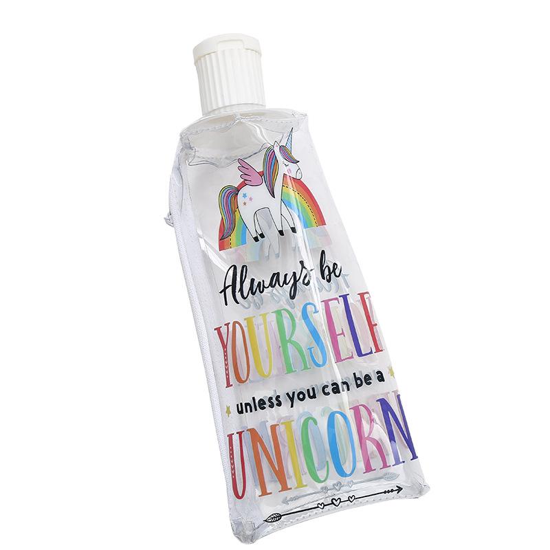 Unicorn transparente PVC pluma bolsa de dibujos animados creativo unicornio dentífrico papelería estudiante bolsa de almacenamiento estuchero desde Item Picture