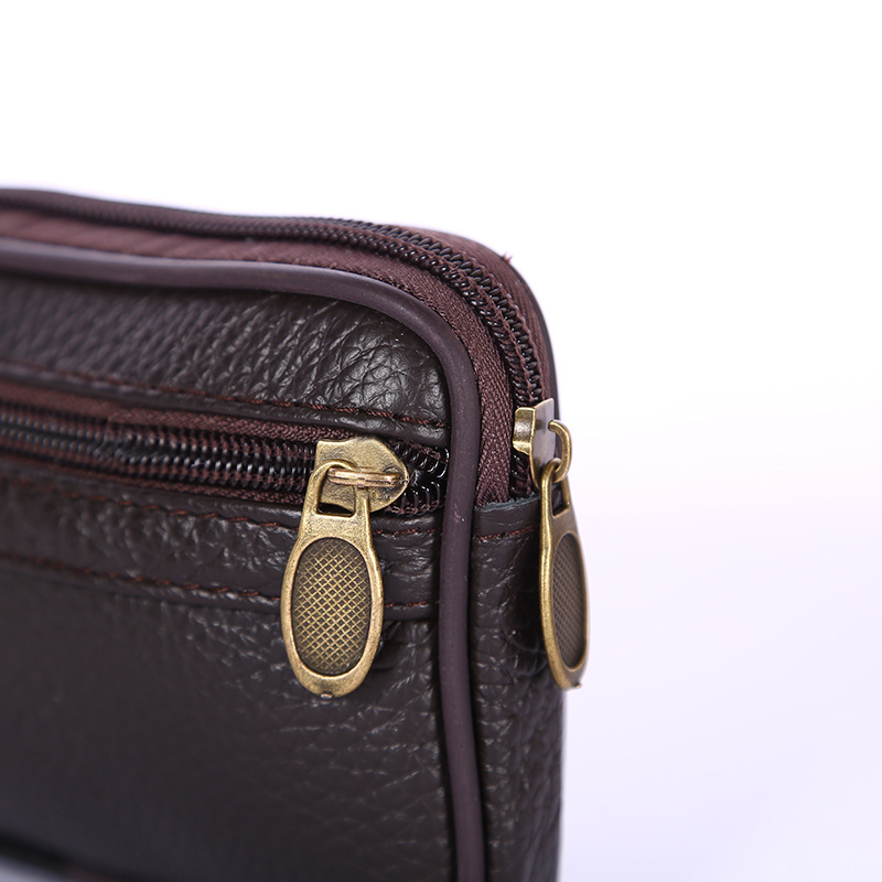 Manufacturers Wholesale Waterproof Male Mobile Phone Bag Wear Belt Fanny Pack Cowhide Multi-Functional Change Key Horizontal Casual Specification drawing