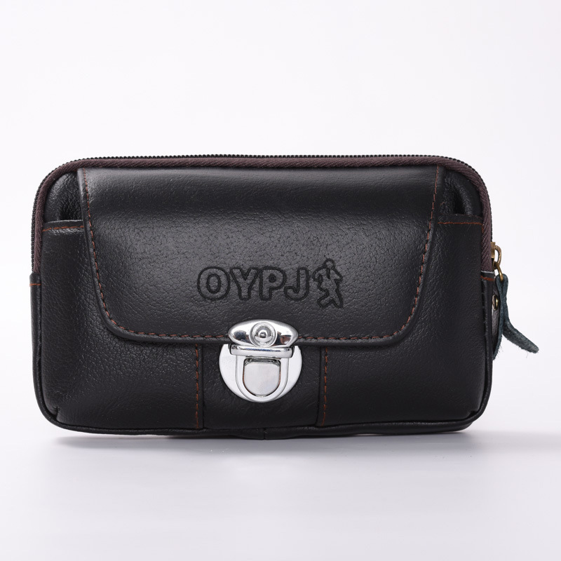 Multi-Functional Business Men Wear Belt Mobile Phone Vertical Waist Pack Horizontal Cowhide Thin Waterproof Leather Wholesale undefined