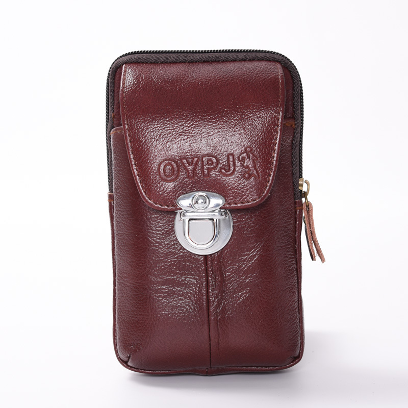 Multi-Functional Business Men Wear Belt Mobile Phone Vertical Waist Pack Horizontal Cowhide Thin Waterproof Leather Wholesale undefined