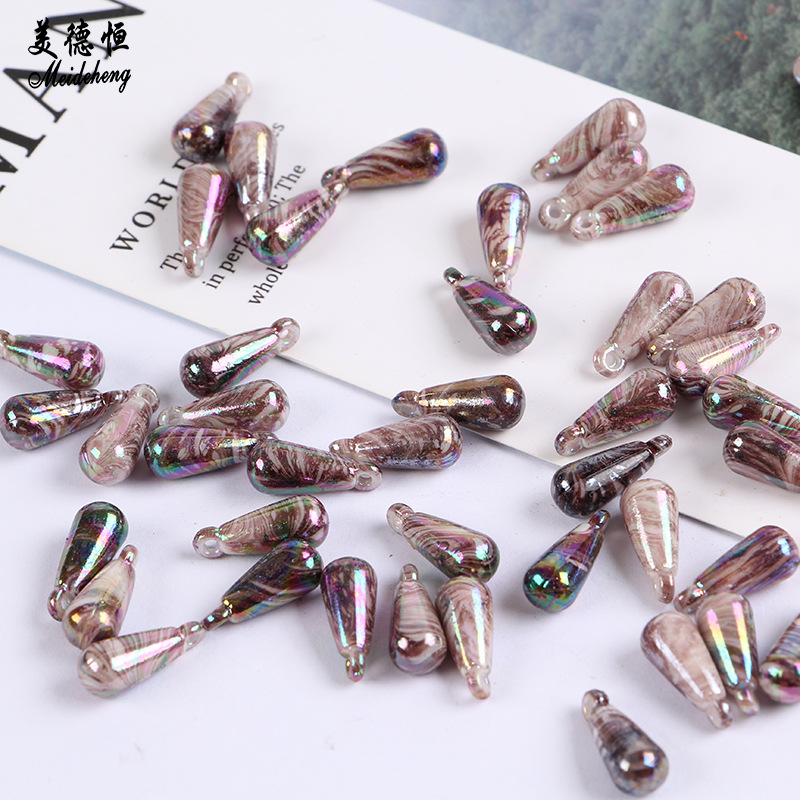 diy pendant acrylic beads wholesale, water-drop-shaped hanging hole beads jewelry, handcrafted bead stringing accessories, loose beads Application Scenario