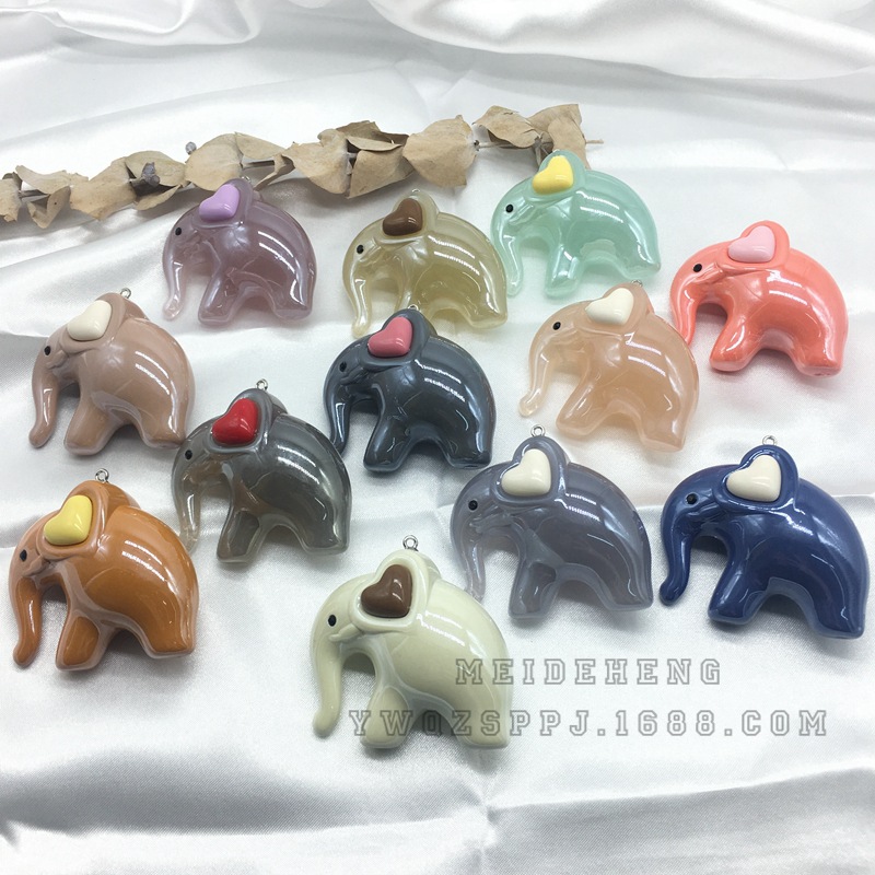 亚克力羊眼挂件高端果冻光泽漆亮油实色仿陶瓷可爱大象钥匙圈配件