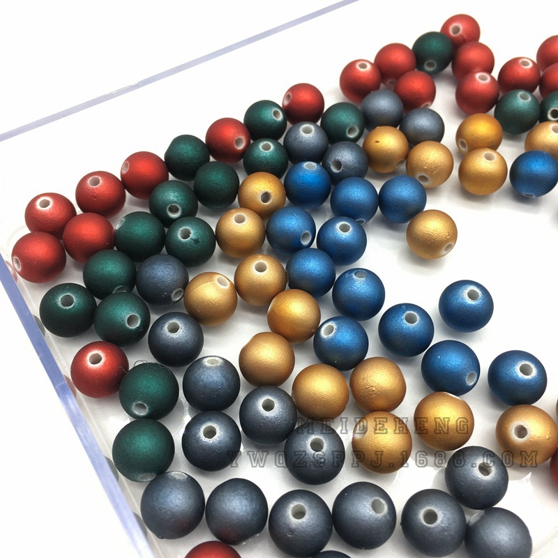 ABS喷漆橡皮珠磨砂光泽金属效果10mm圆珠饰品耳钉配件大潮牌同款产品图