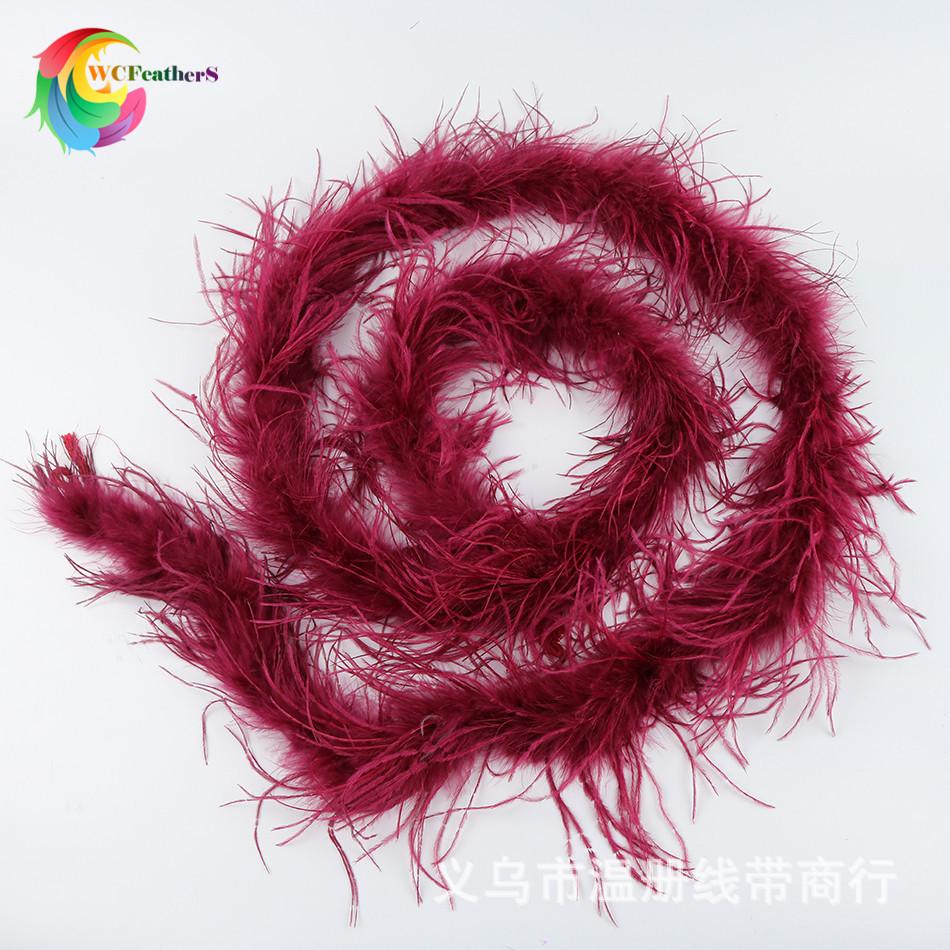 温册羽毛厂家现货热销彩色鸵鸟毛围巾毛条鸵鸟毛毛条服装辅料2米详情图17