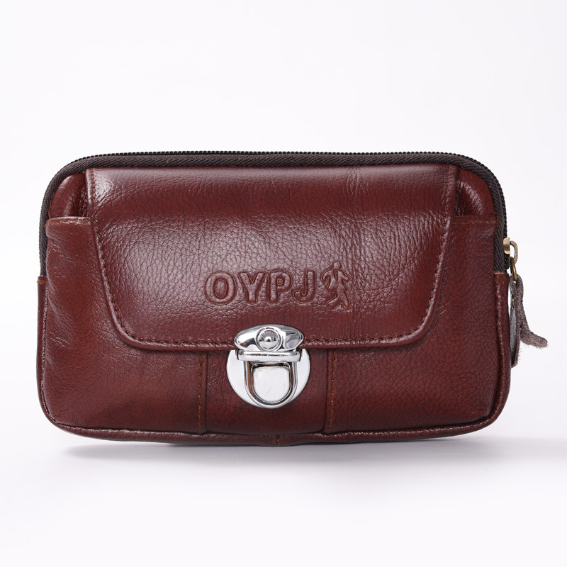 Multi-Functional Business Men Wear Belt Mobile Phone Vertical Waist Pack Horizontal Cowhide Thin Waterproof Leather Wholesale undefined
