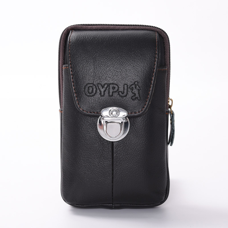 Multi-Functional Business Men Wear Belt Mobile Phone Vertical Waist Pack Horizontal Cowhide Thin Waterproof Leather Wholesale undefined