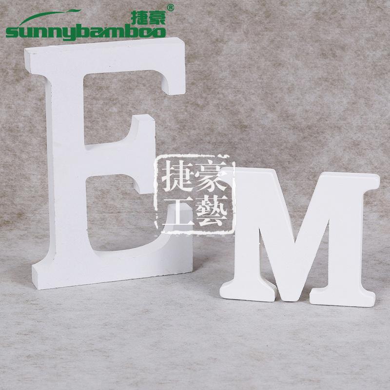 DIY English letter and number decorative self-adhesive accessories for educational toys made of solid wood with white paint, wholesale Specification image