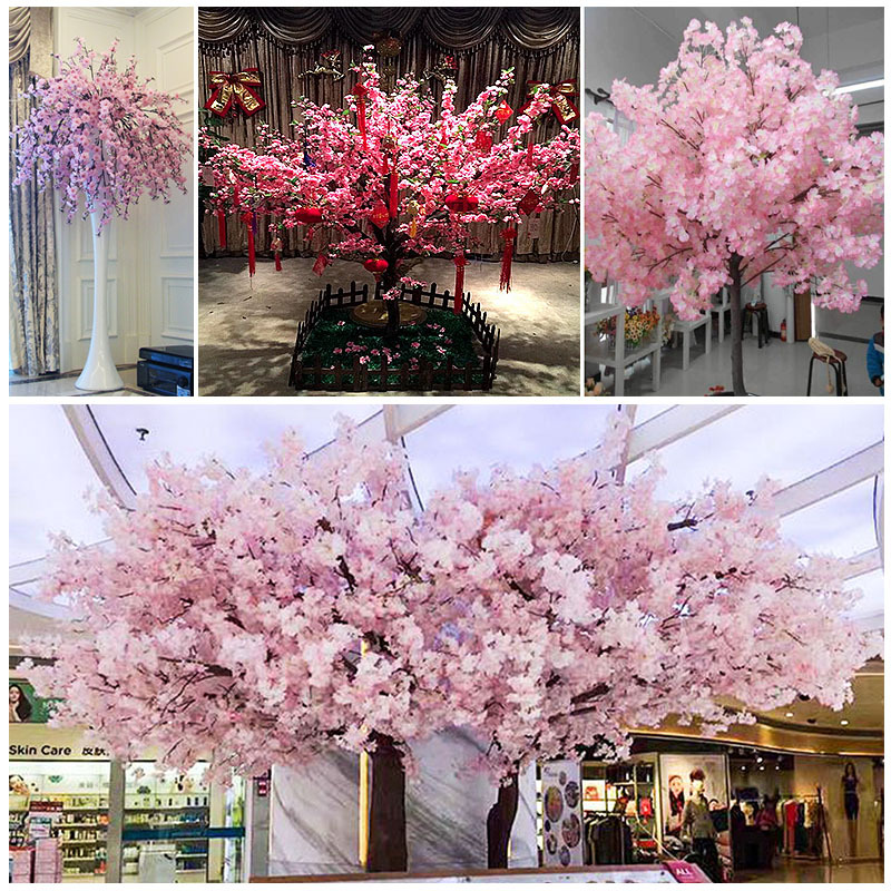 Simulated cherry blossom branches, 4-pronged peach blossom branches, wedding photo studio living room decoration, cherry blossom plastic flowers, silk flowers, floor-standing decorations Specification image