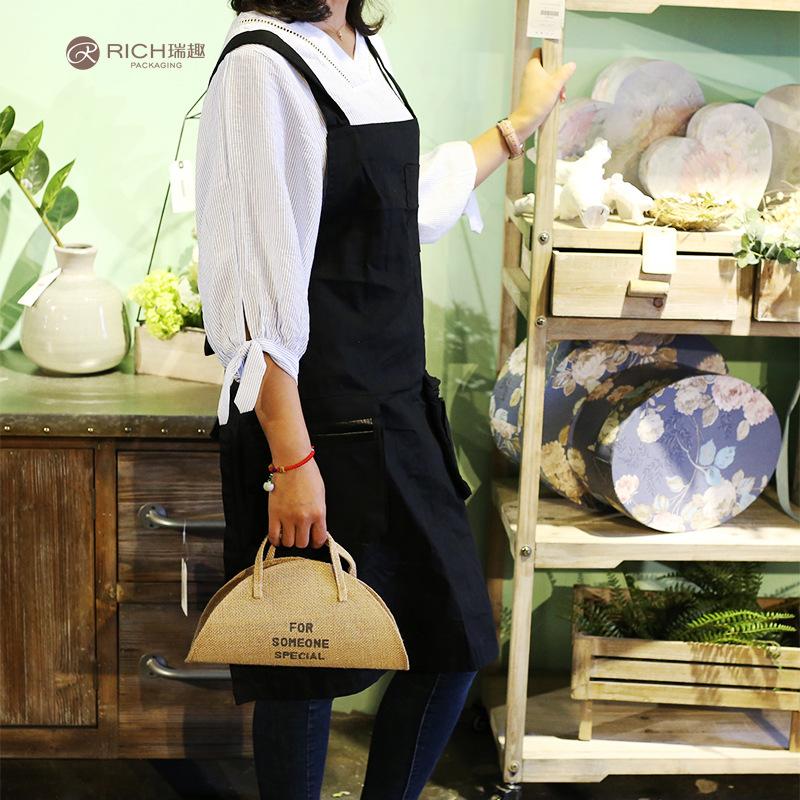 瑞趣新款纯棉时尚双肩园艺花艺咖啡厅奶茶店甜品超市围裙工作服