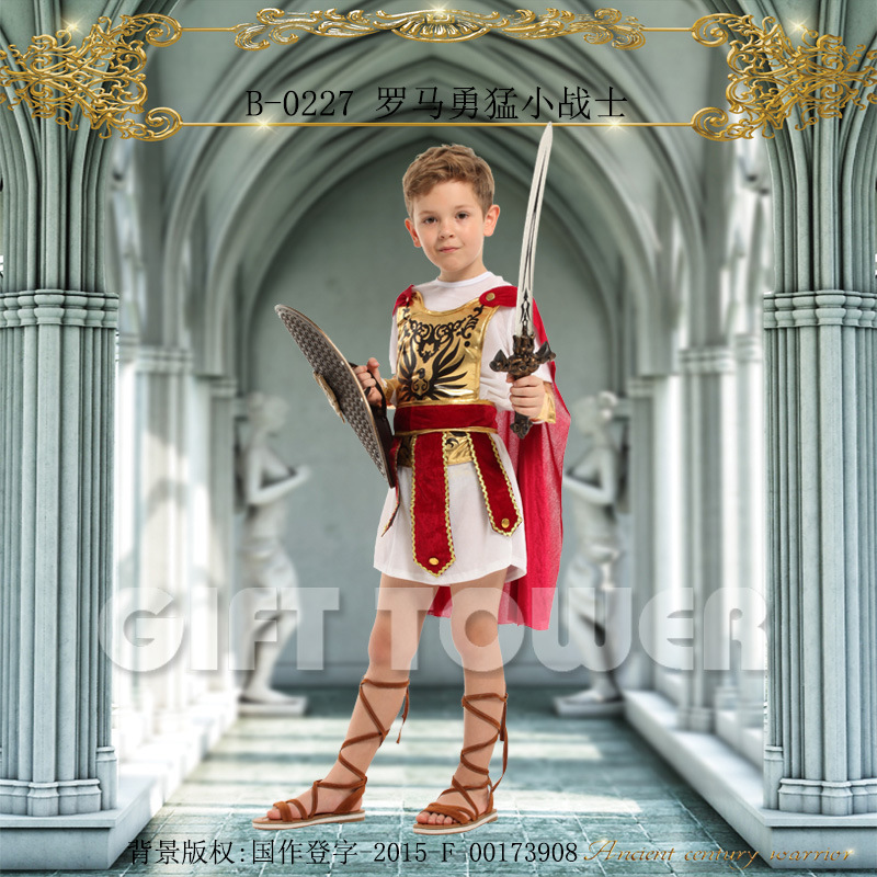 Stage performance costume, warrior suit,B-0227 Roman brave little warrior performance costume, cosplay boy role-playing costume Application Scenario