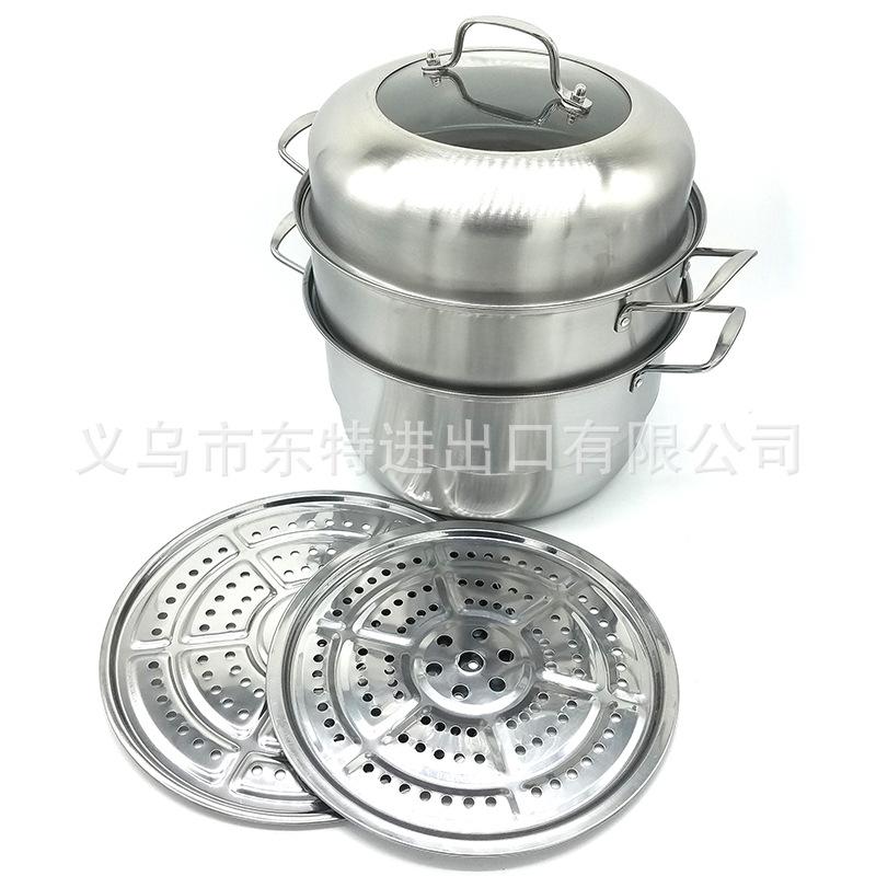 厂家直销蒸锅带磁双层蒸锅家用蒸煮多用锅蒸汤锅促销礼品赠品白底实物图