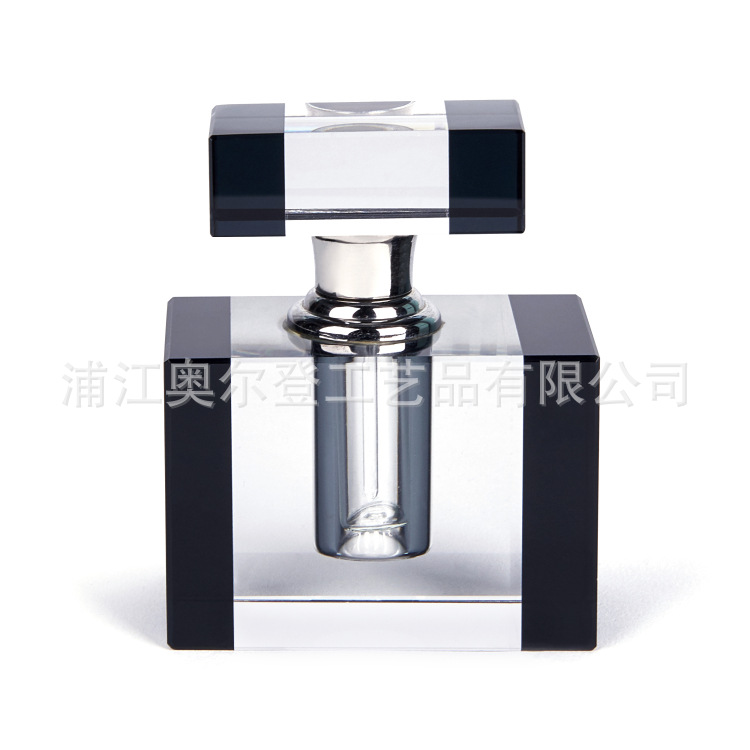 跨境男士阿拉伯中东迪拜水晶香水瓶方形10ml水晶K9人体精油瓶黑色