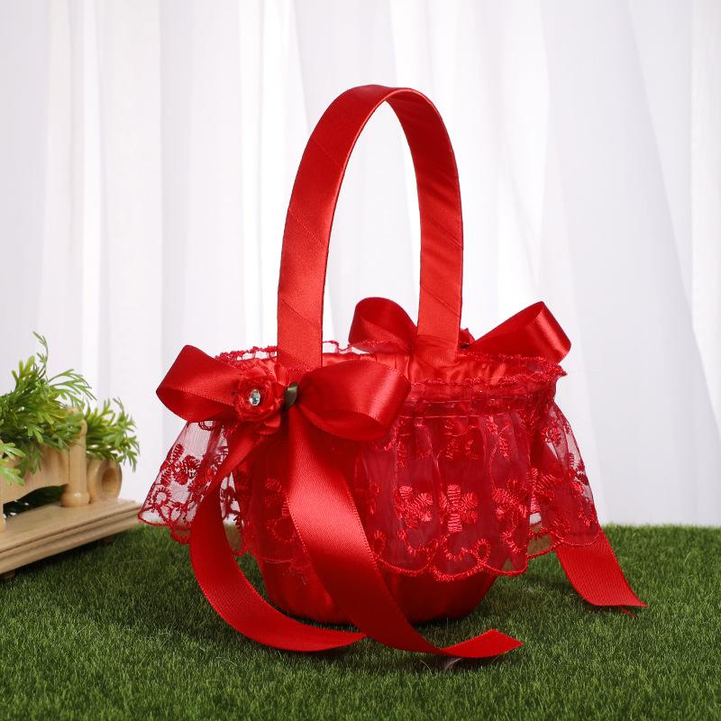 Wedding products, wedding products, wedding products, wedding products, wedding products, wedding products, direct supply from wedding products manufacturers. European-style wedding supplies, lace fabric flower baskets, white handcrafted bow flower baskets, flower scattering baskets for children wholesale undefined