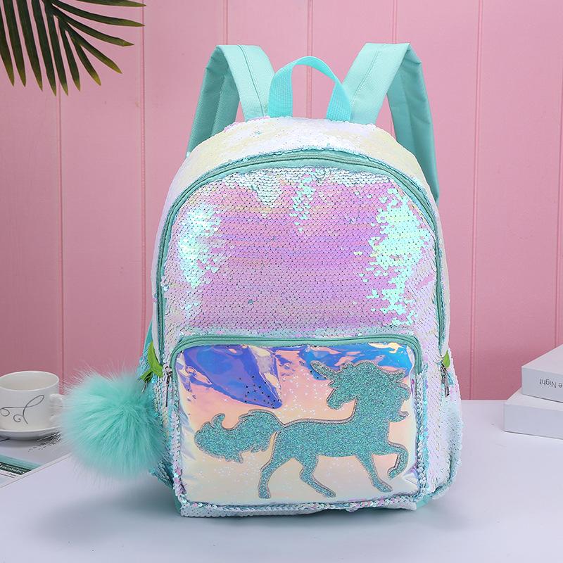 Unicornio Unicorn mochila sirena fantasma color lentejuelas fantasía lienzo rosa brillante estudiante hombre y mujer mochila undefined