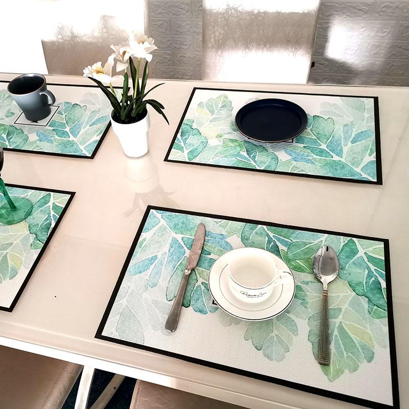 热带森林印花餐垫北欧树叶餐桌垫棉麻防水西餐餐垫厂家直销定制