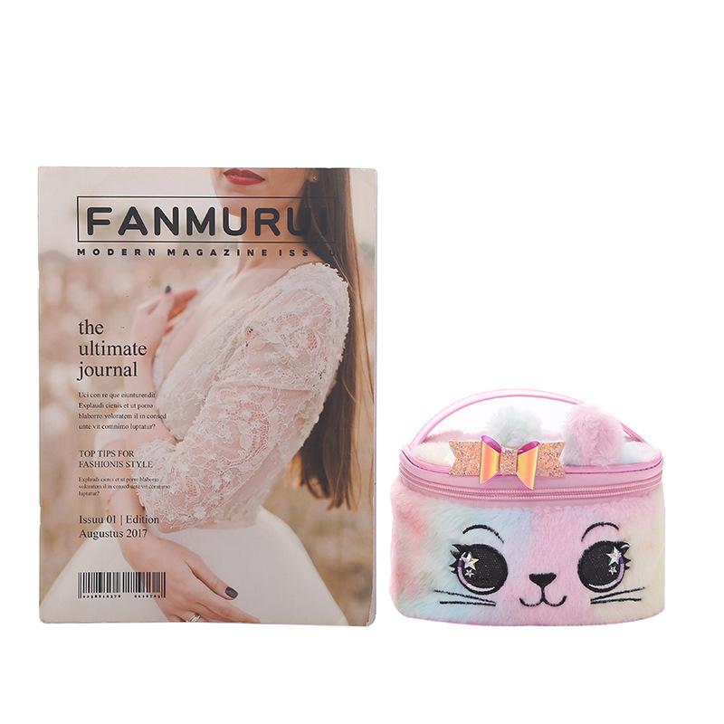Wholesale of large-capacity cosmetic bags for cats and rabbits in foreign trade, pu leather cute hand-held bags, and storage bags for girls and children Item Picture