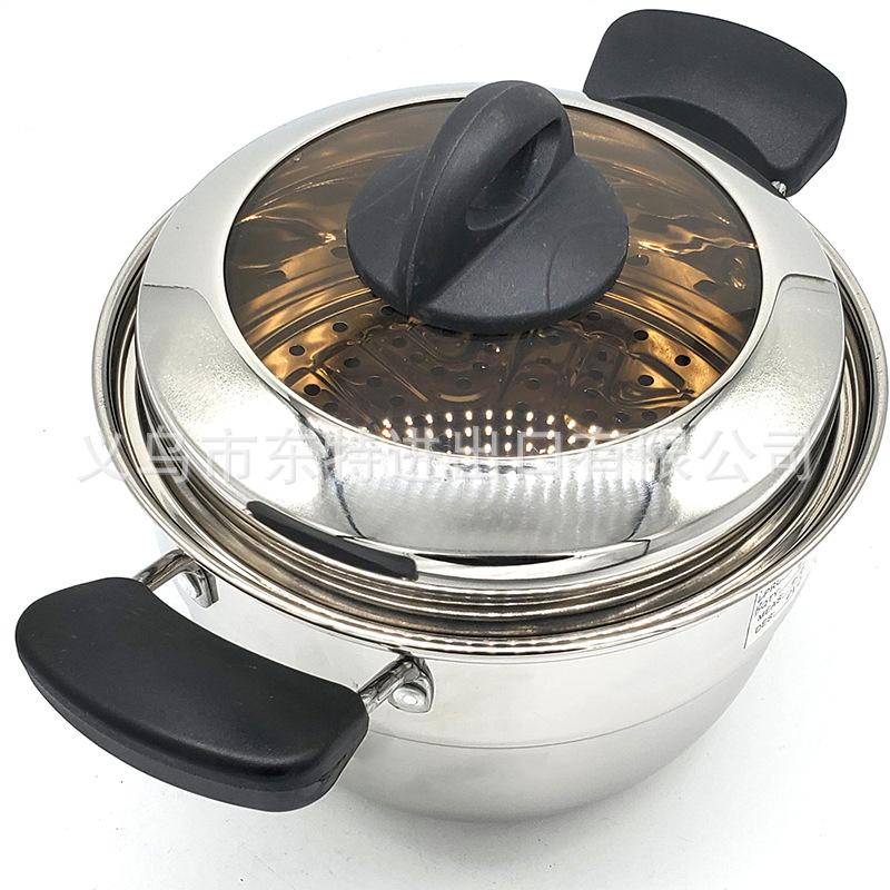 Factory direct sales of stainless steel soup pot 22-28cm, 4-piece set, electric wooden handle soup pot, multi-functional soup pot Specification image