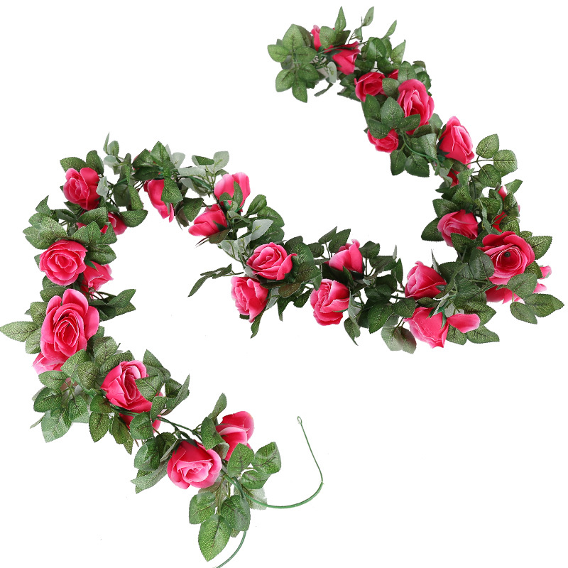 Emulación rosa flor ratán colgante de pared flor de seda decoración de boda sakura ratán flor falsa emulación de techo planta flor ratán Item Picture