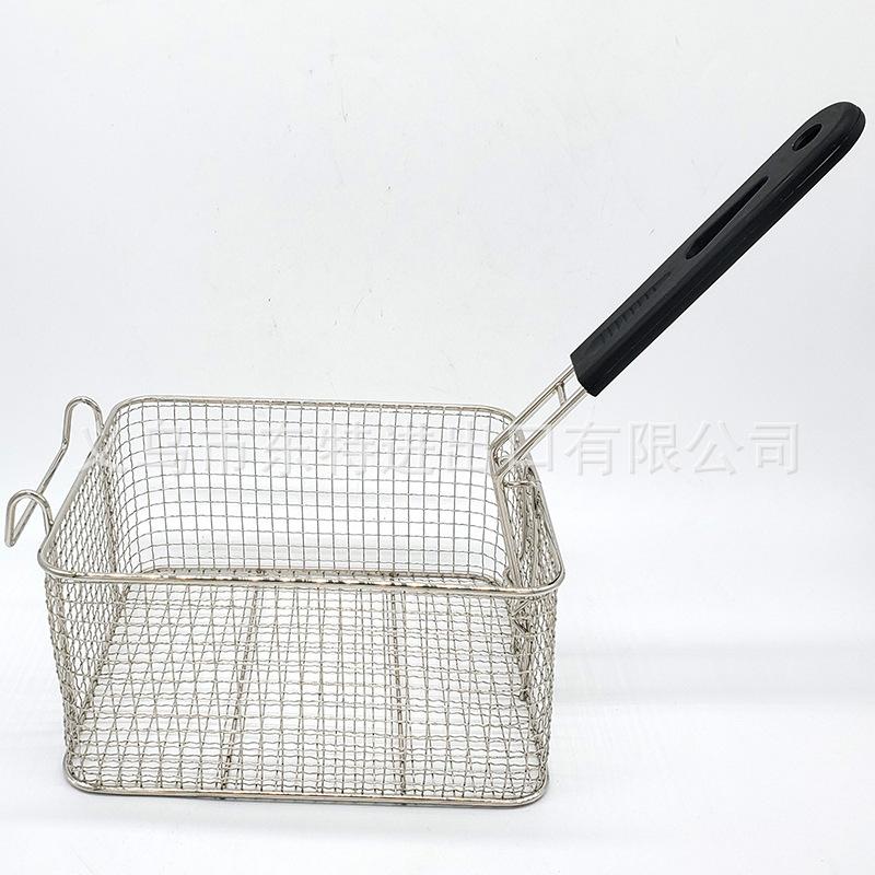 Factory direct sales of stainless steel oil-frying baskets, American fast food, French fries, fried chicken, oil-draining spatula, hamburger oil-draining baskets details Picture
