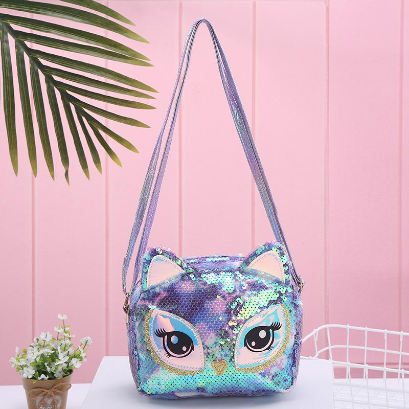 新款休闲美人鱼亮片独角兽Unicorn猫头鹰单肩斜挎包儿童学生女包详情图8