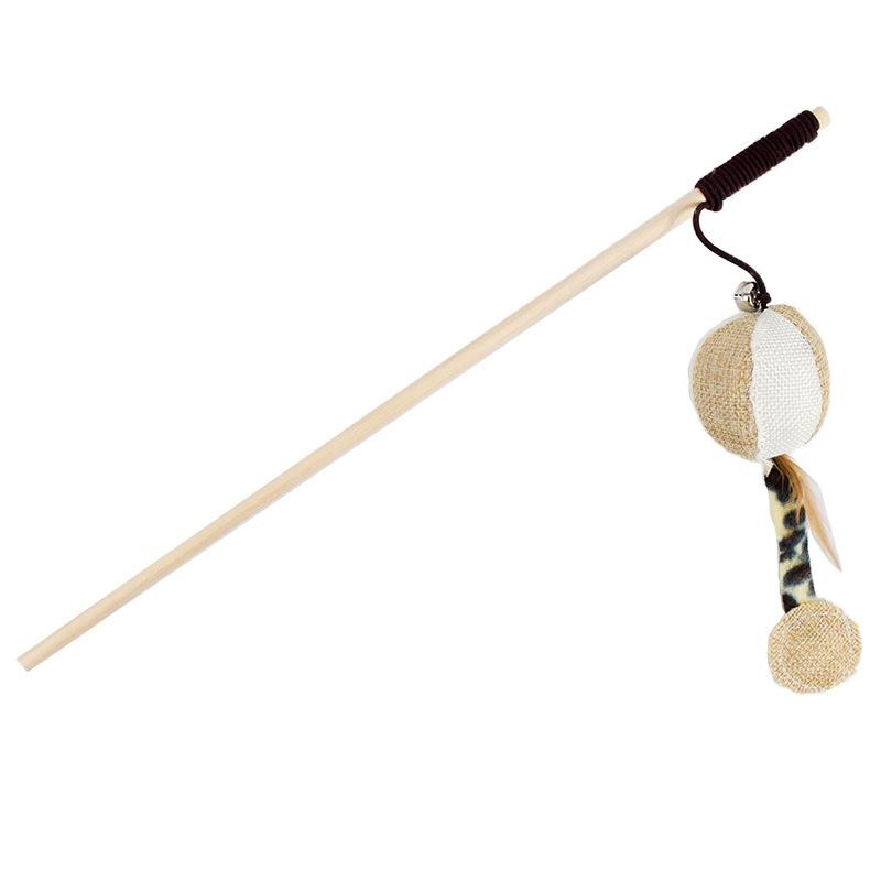 Pet Products Pet Products 2021 Pet Cat Products manufacturers direct sales log handmade mouse and cat teasing rod with bell linen chicken and cat teasing rod Item Picture