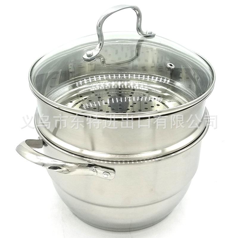 Factory direct sales of new type of soup pot, non-magnetic thickened double-base soup steamer, multi-functional pot, sanding double-layer Korean-style gift pot Specification image