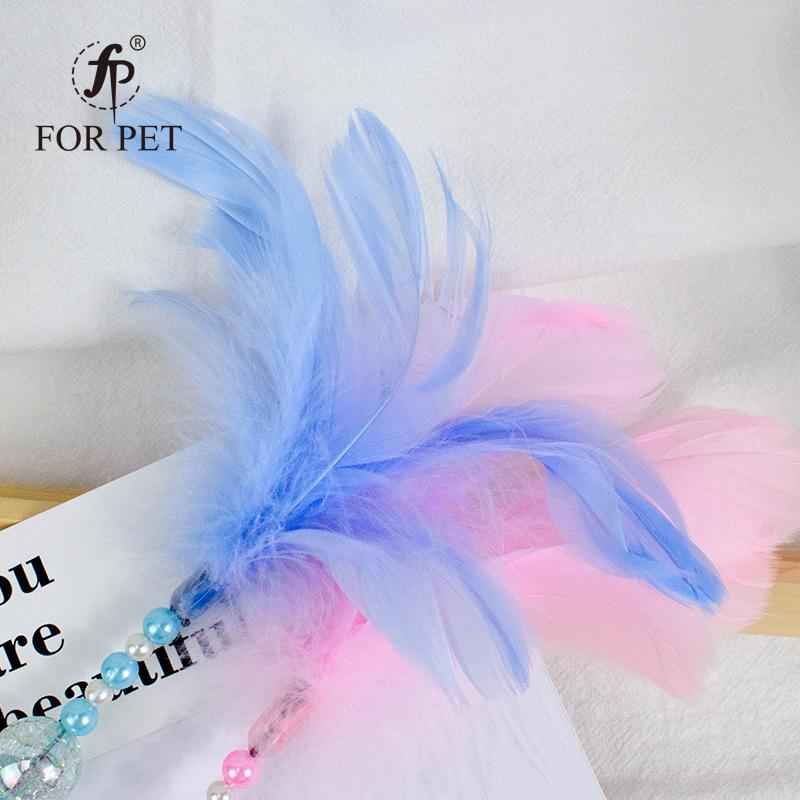 New interactive cat toy bead string feather with bell cat toy tease cat stick cat supplies a hair full figure